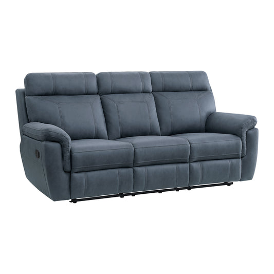 9301BUE-3 - Double Reclining Sofa with Center Drop-Down Cup Holders