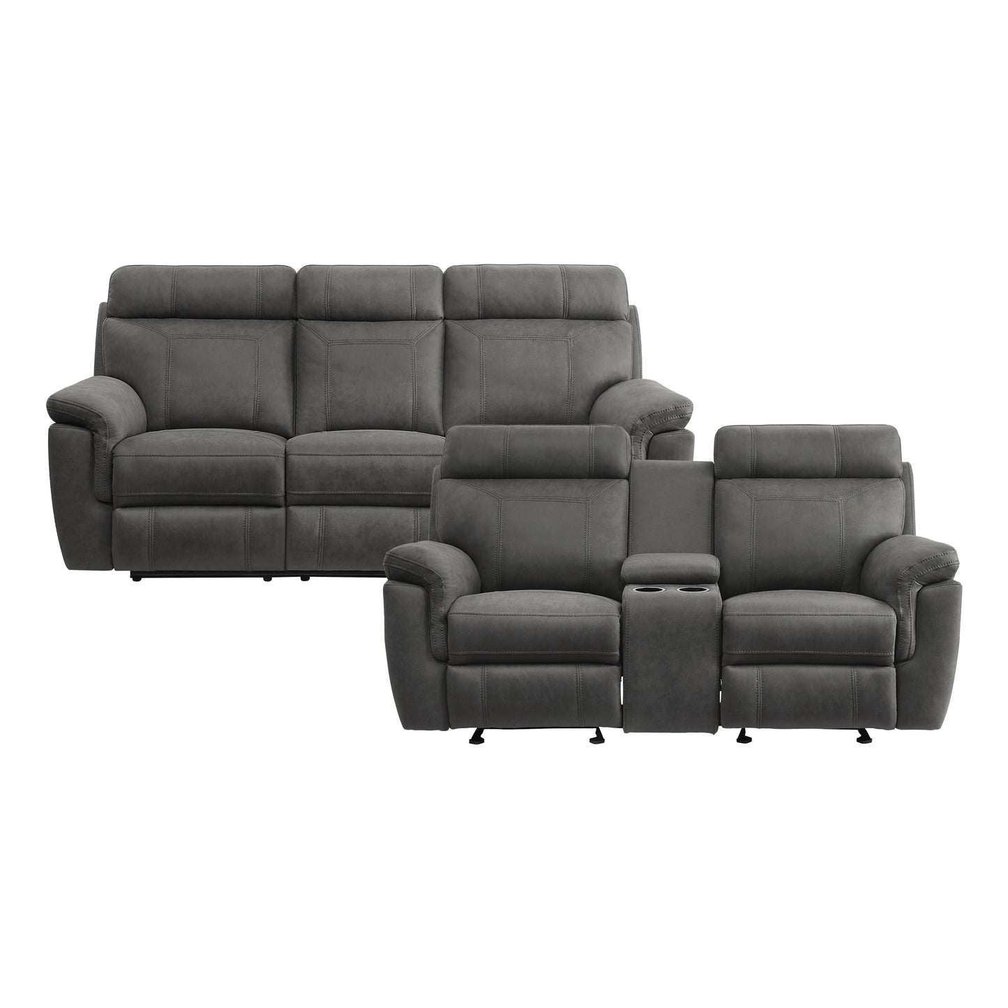 9301GRY*2 - 2pc Set: Sofa, Love