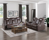 9366DB-3PWH - Power Double Reclining Sofa with Center Drop-Down Cup Holders, Power Headrests, Storage Arms, Cup holders and Reading Lights