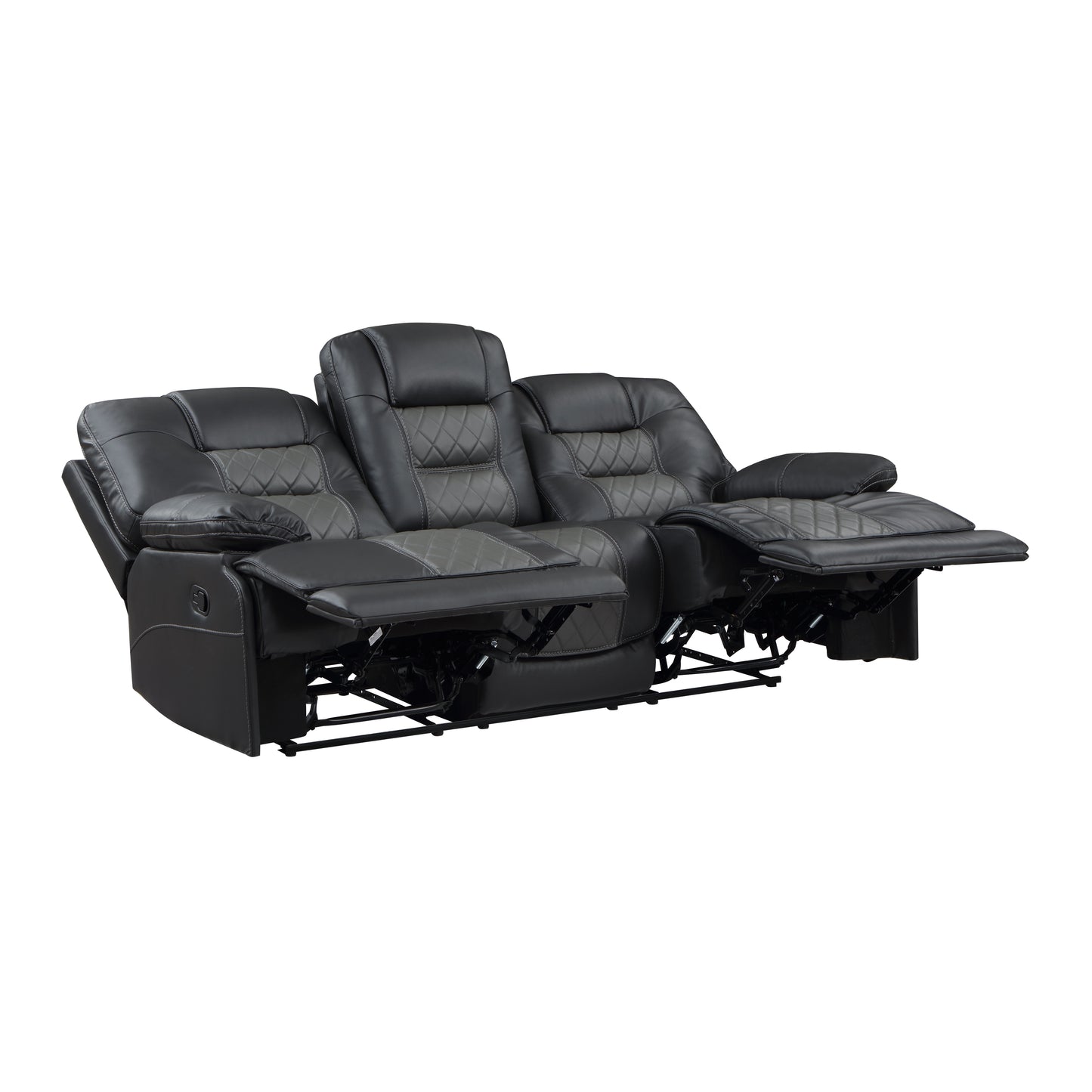 9388GRY-3 - Double Reclining Sofa with Center Drop-Down Cup Holders, Receptacles and USB Ports
