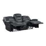 9388GRY-3 - Double Reclining Sofa with Center Drop-Down Cup Holders, Receptacles and USB Ports