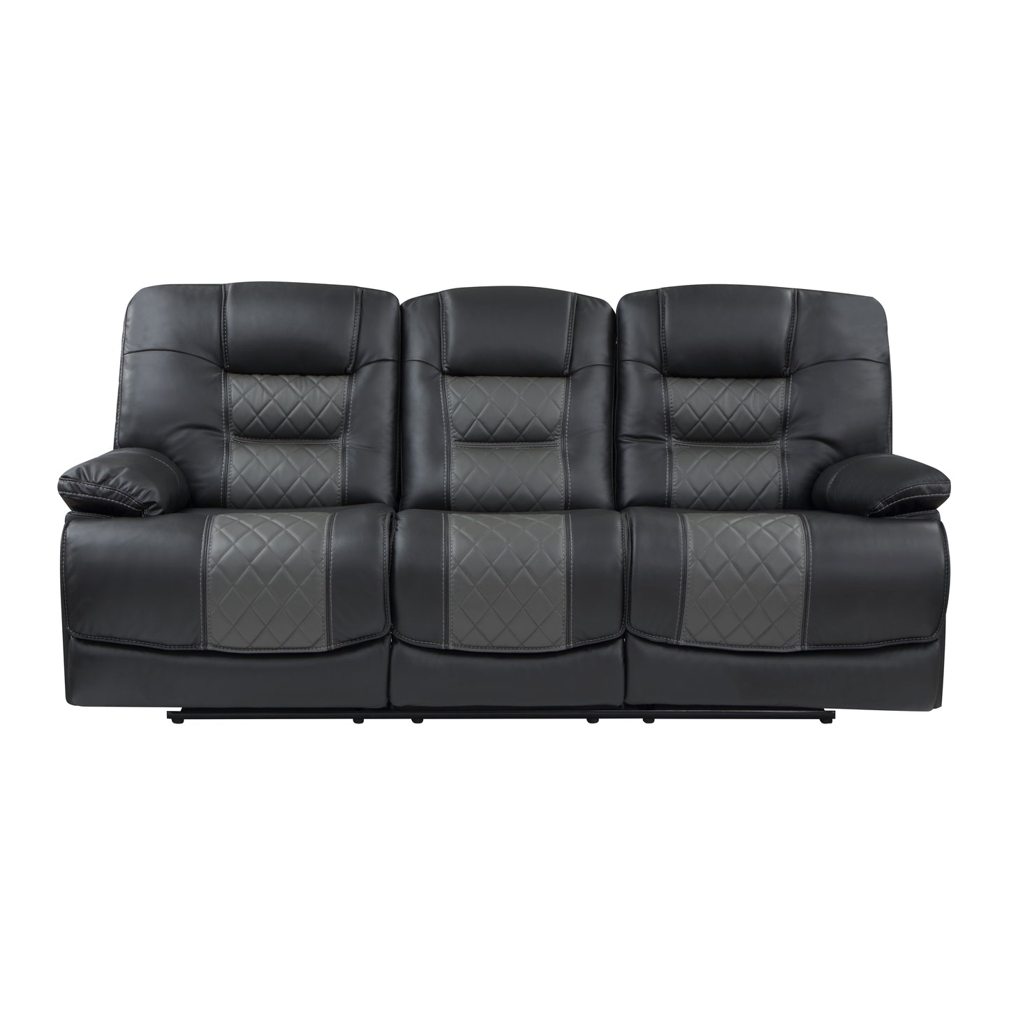 9388GRY-3 - Double Reclining Sofa with Center Drop-Down Cup Holders, Receptacles and USB Ports