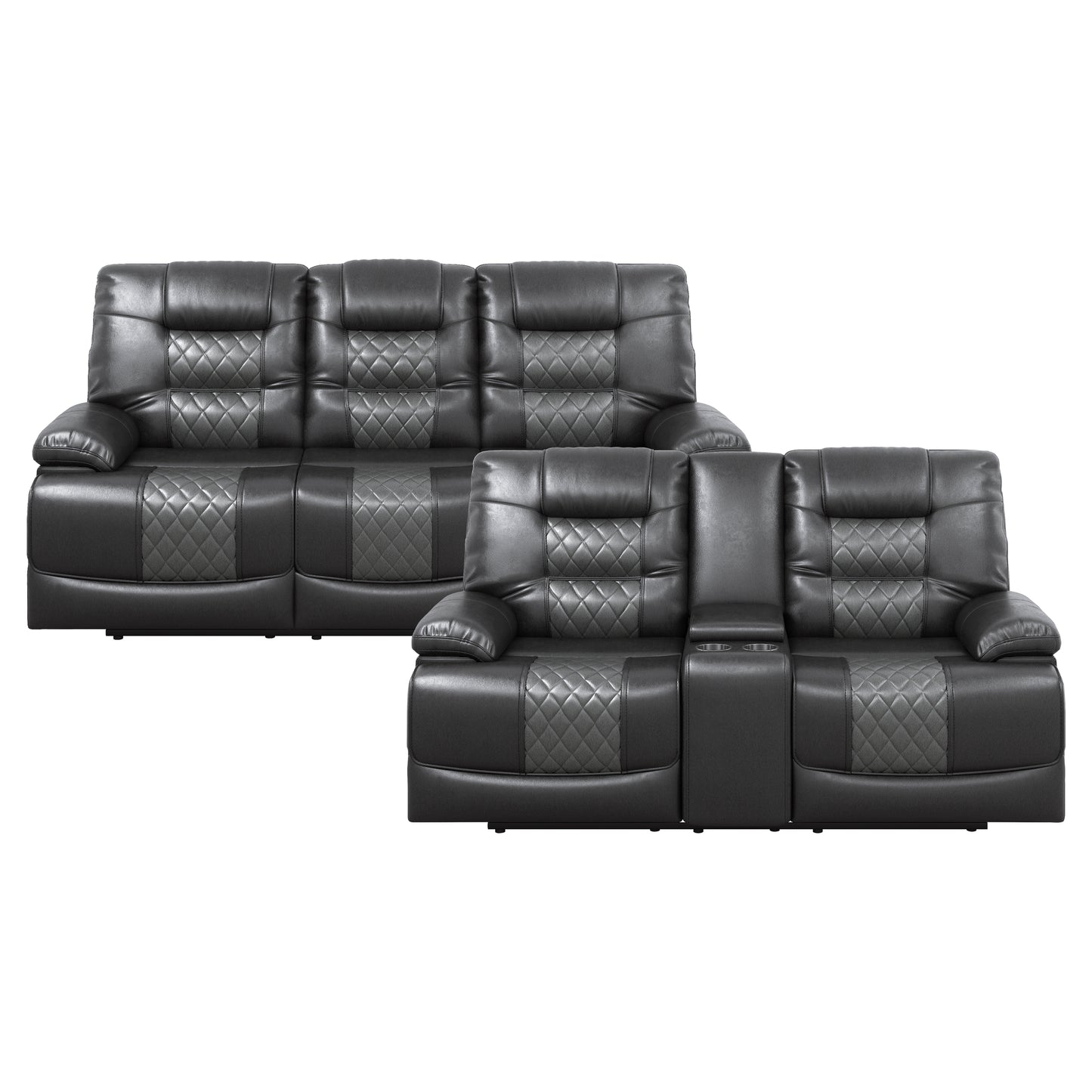 9388GRY*2 - 2pc Set: Sofa, Love