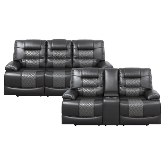 9388GRY*2 - 2pc Set: Sofa, Love