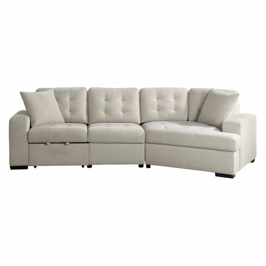 9401BEG*22LRU - (2)2-Piece Sectional with Pull-out Ottoman