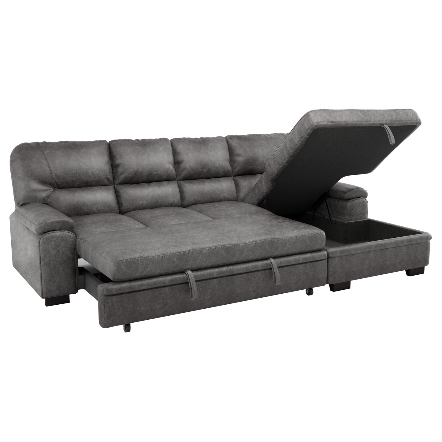 9407DG*2RC3L - (2)2-Piece Sectional with Pull-out Bed and Right Chaise with Hidden Storage