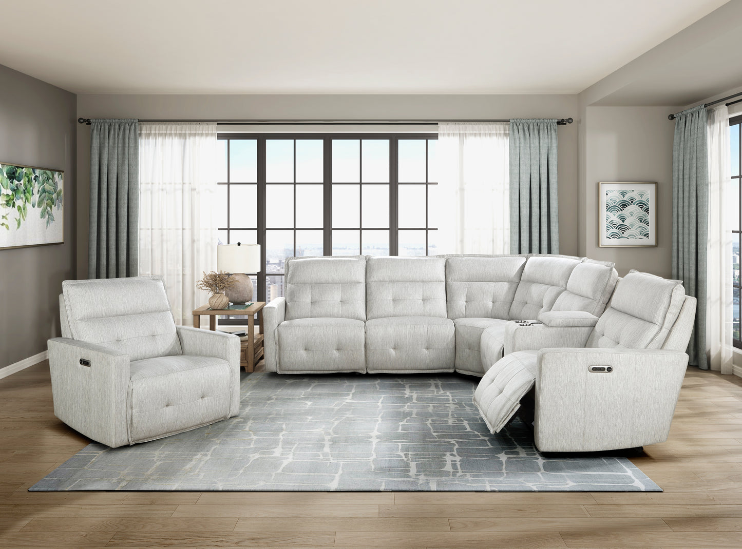 9444HMP*6SCPWH - (6)6-Piece Modular Power Reclining Sectional with Power Headrests