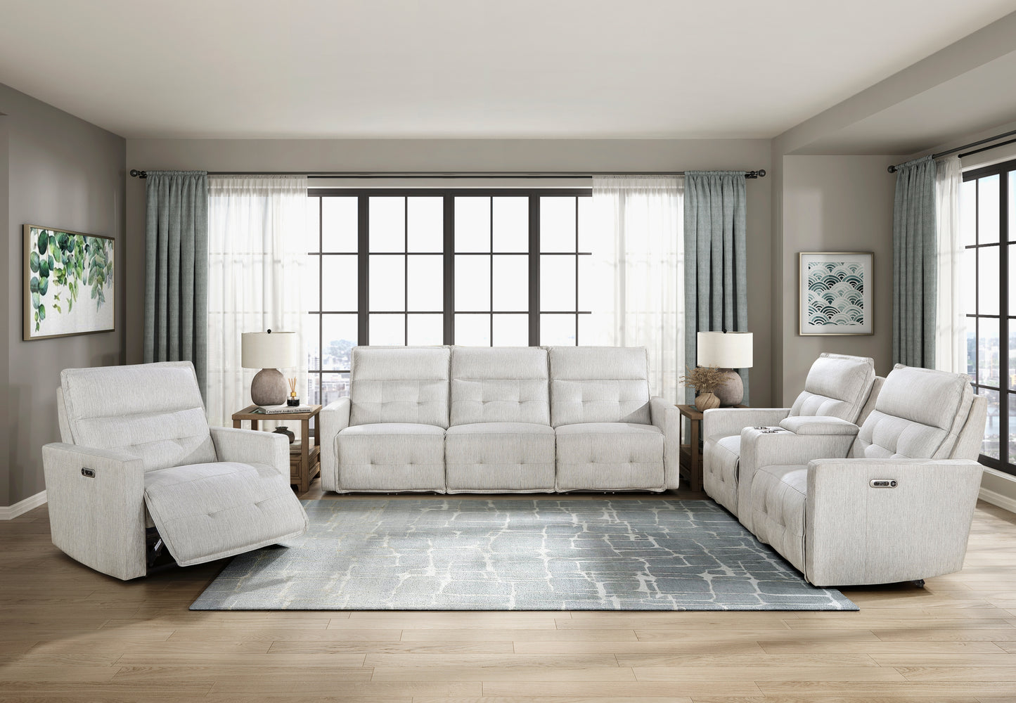9444HMP-2CNPWH* - (3)Power Double Reclining Love Seat with Center Console and Power Headrests