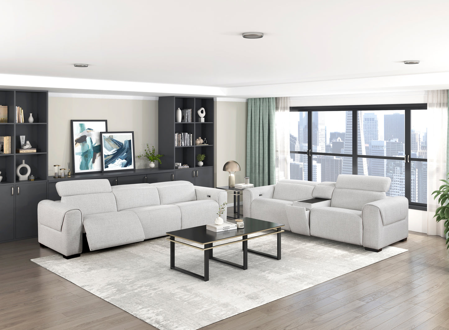 9455CLD-3PWH* - (3)Power Double Reclining Sofa with Power Headrests, Charging Ports
