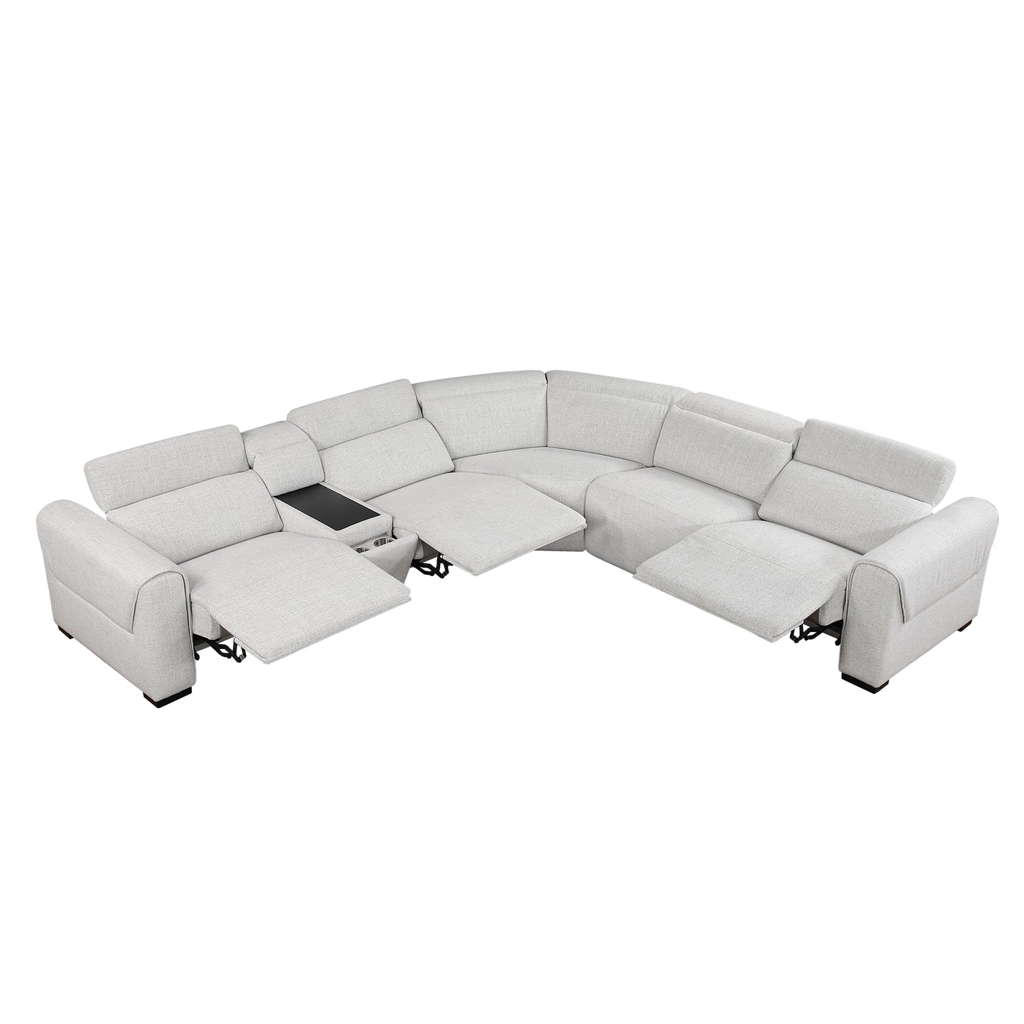 9455CLD*6LRRRPWH - (6)6-Piece Modular Power Reclining Sectional with Power Headrests, Charging Ports