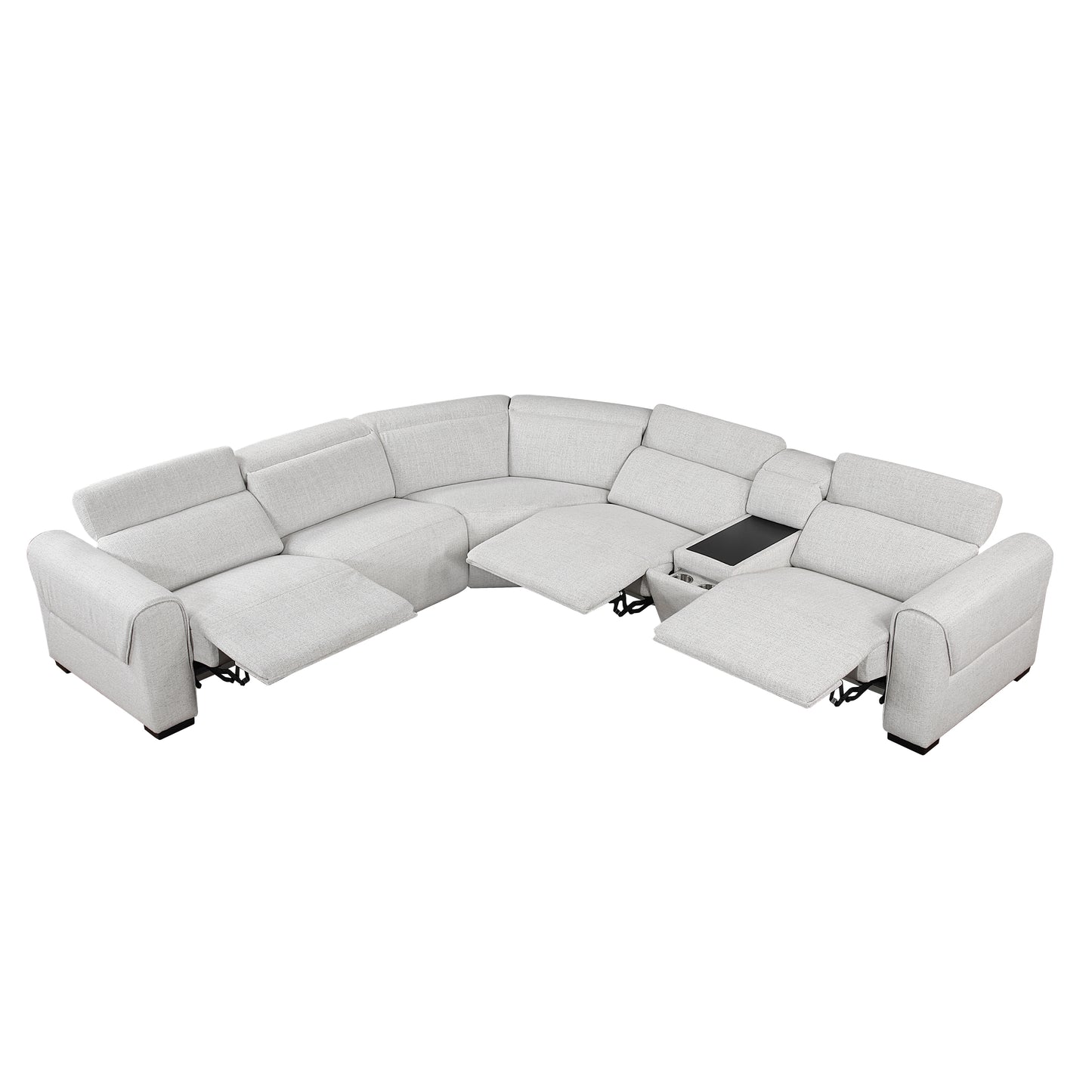 9455CLD*6LRRRPWH - (6)6-Piece Modular Power Reclining Sectional with Power Headrests, Charging Ports