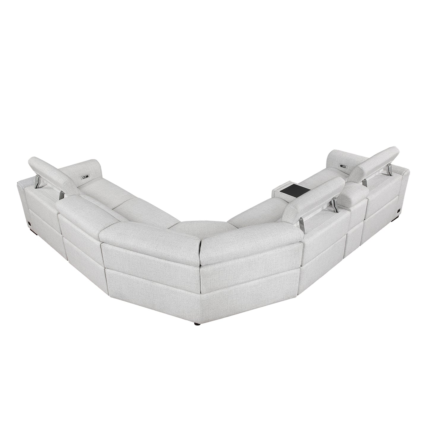 9455CLD*6LRRRPWH - (6)6-Piece Modular Power Reclining Sectional with Power Headrests, Charging Ports