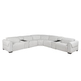 9455CLD*7LRRRPWH - (7)7-Piece Modular Power Reclining Sectional with Power Headrests