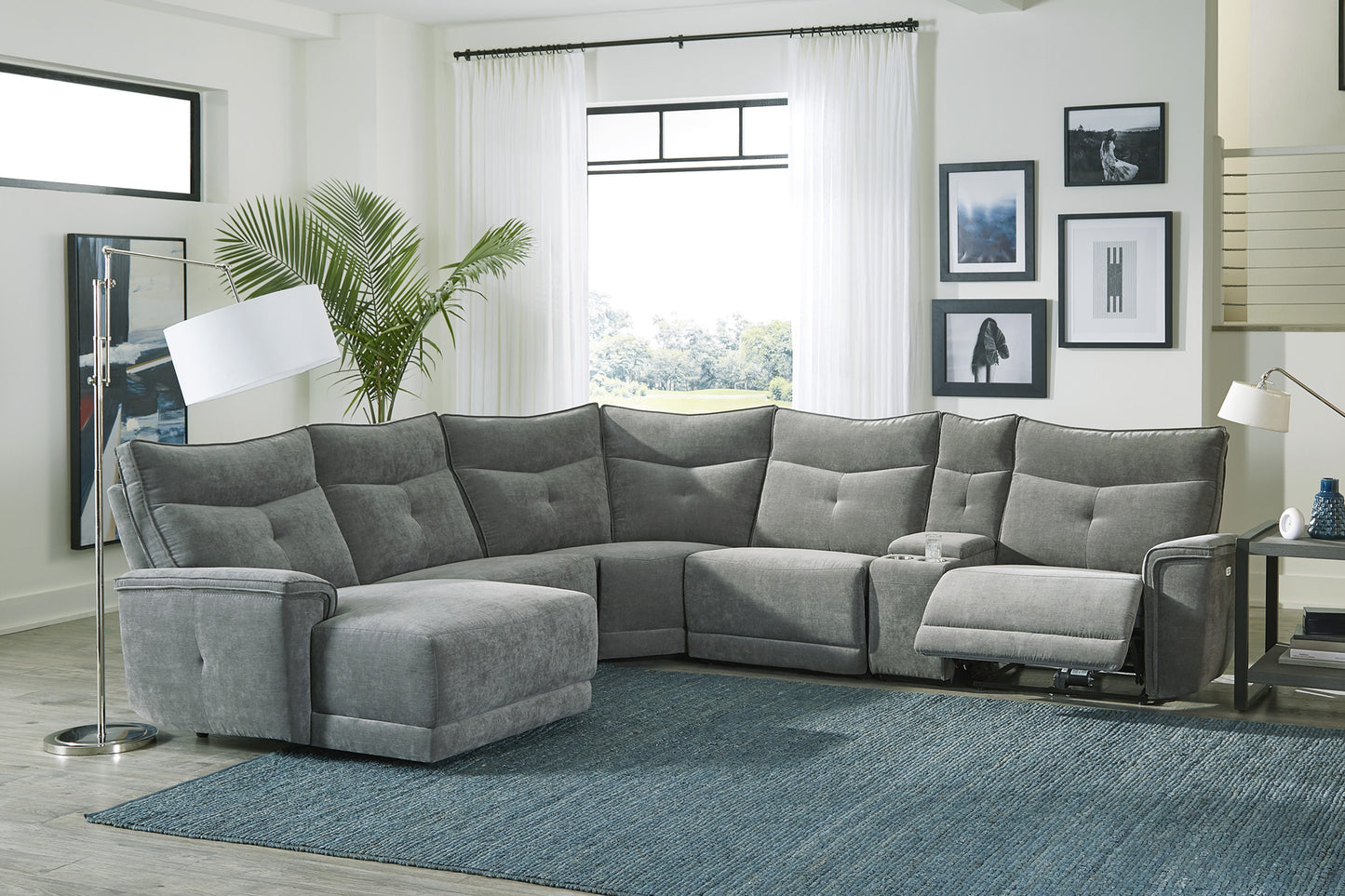 9509DG*65LRR - (6)6-Piece Modular Reclining Sectional with Left Chaise