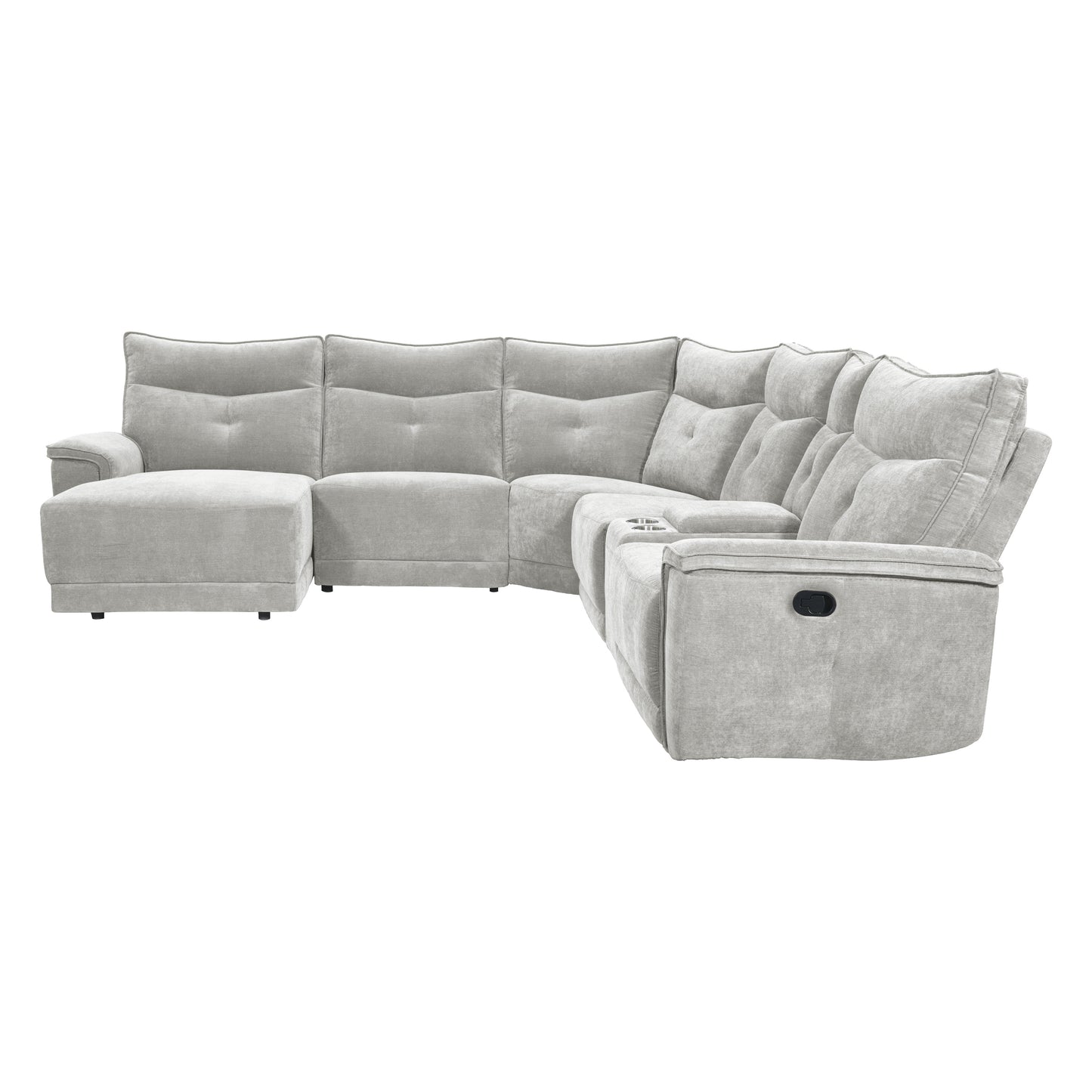 9509MGY*65LRR - (6)6-Piece Modular Reclining Sectional with Left Chaise