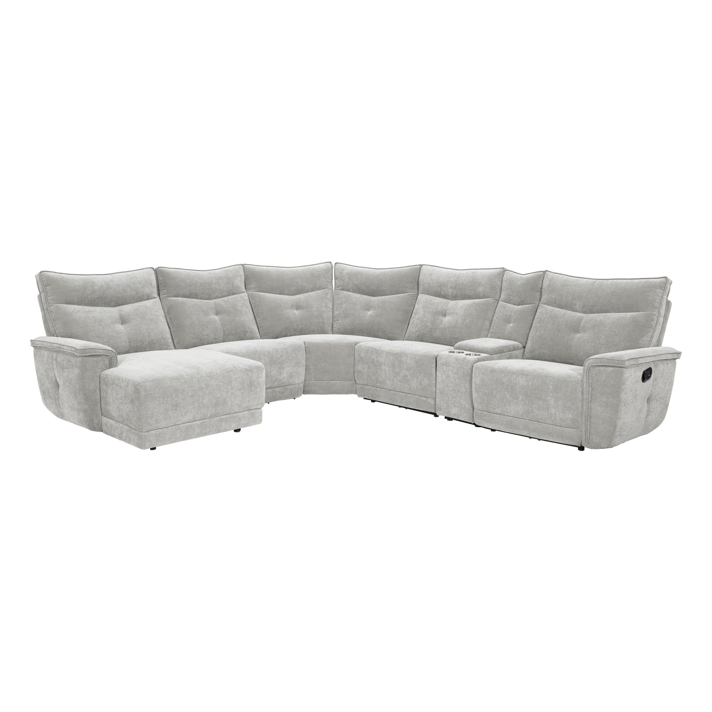 9509MGY*65LRR - (6)6-Piece Modular Reclining Sectional with Left Chaise