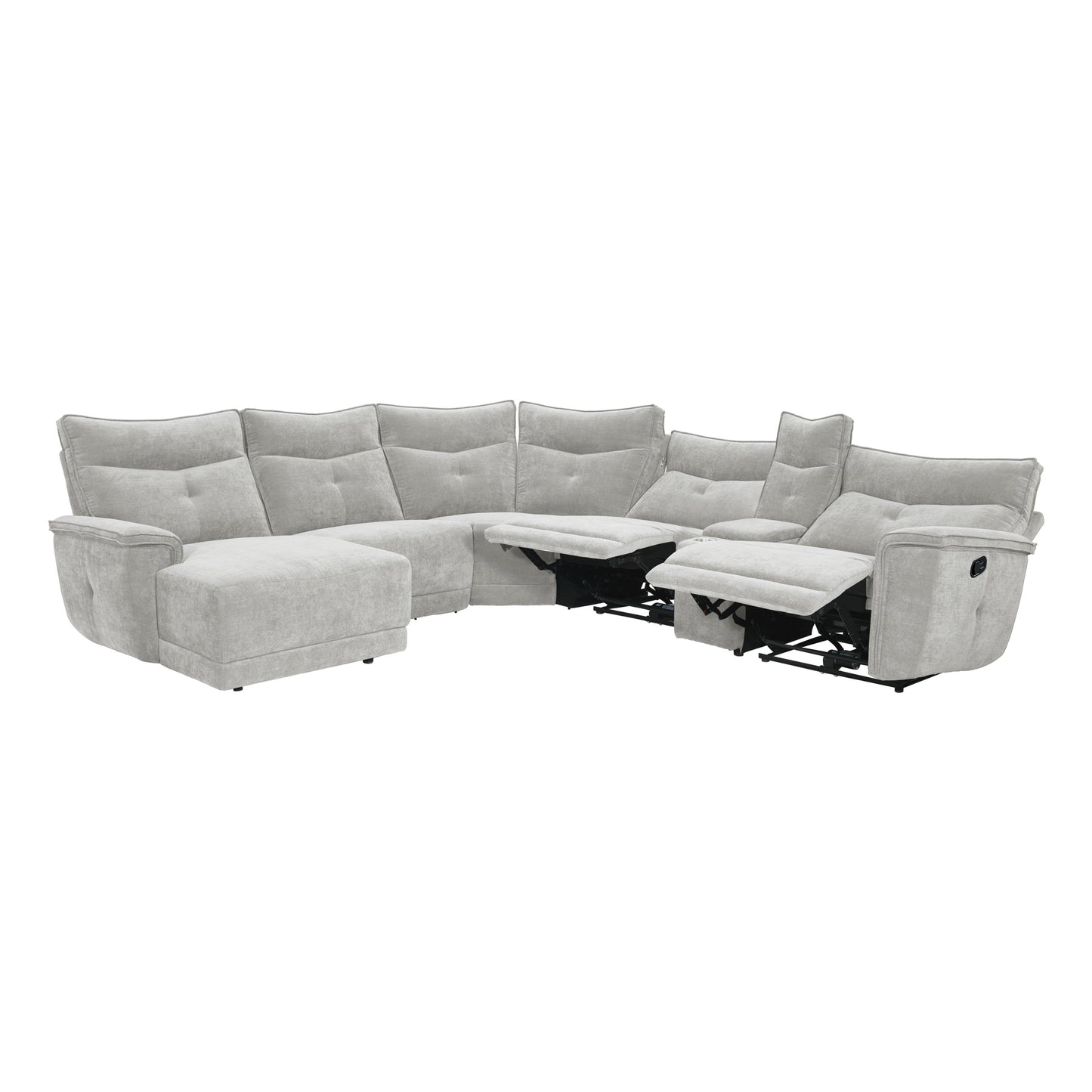 9509MGY*65LRR - (6)6-Piece Modular Reclining Sectional with Left Chaise