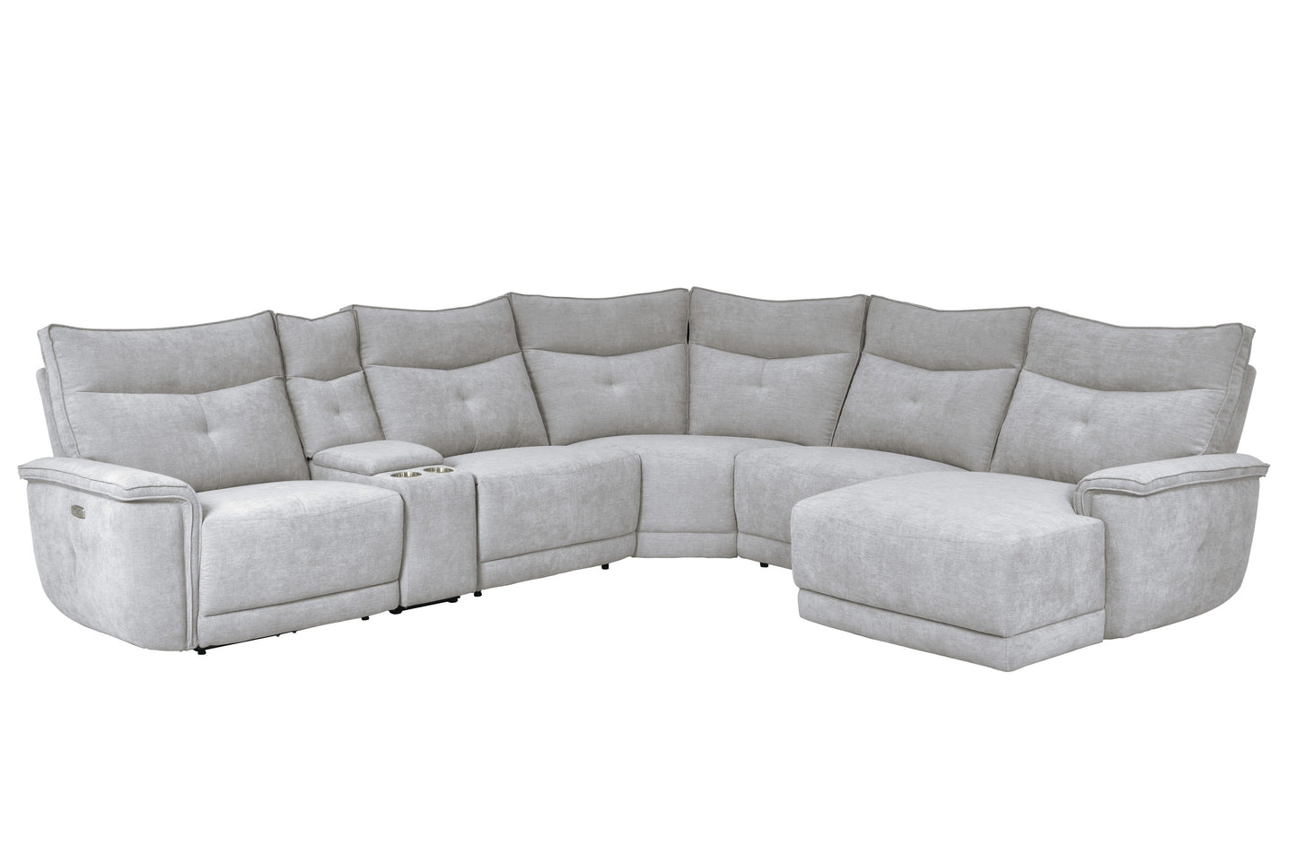 9509MGY*6LRPWH5R - (6)6-Piece Modular Power Reclining Sectional with Power Headrests, Right Chaise and USB Port