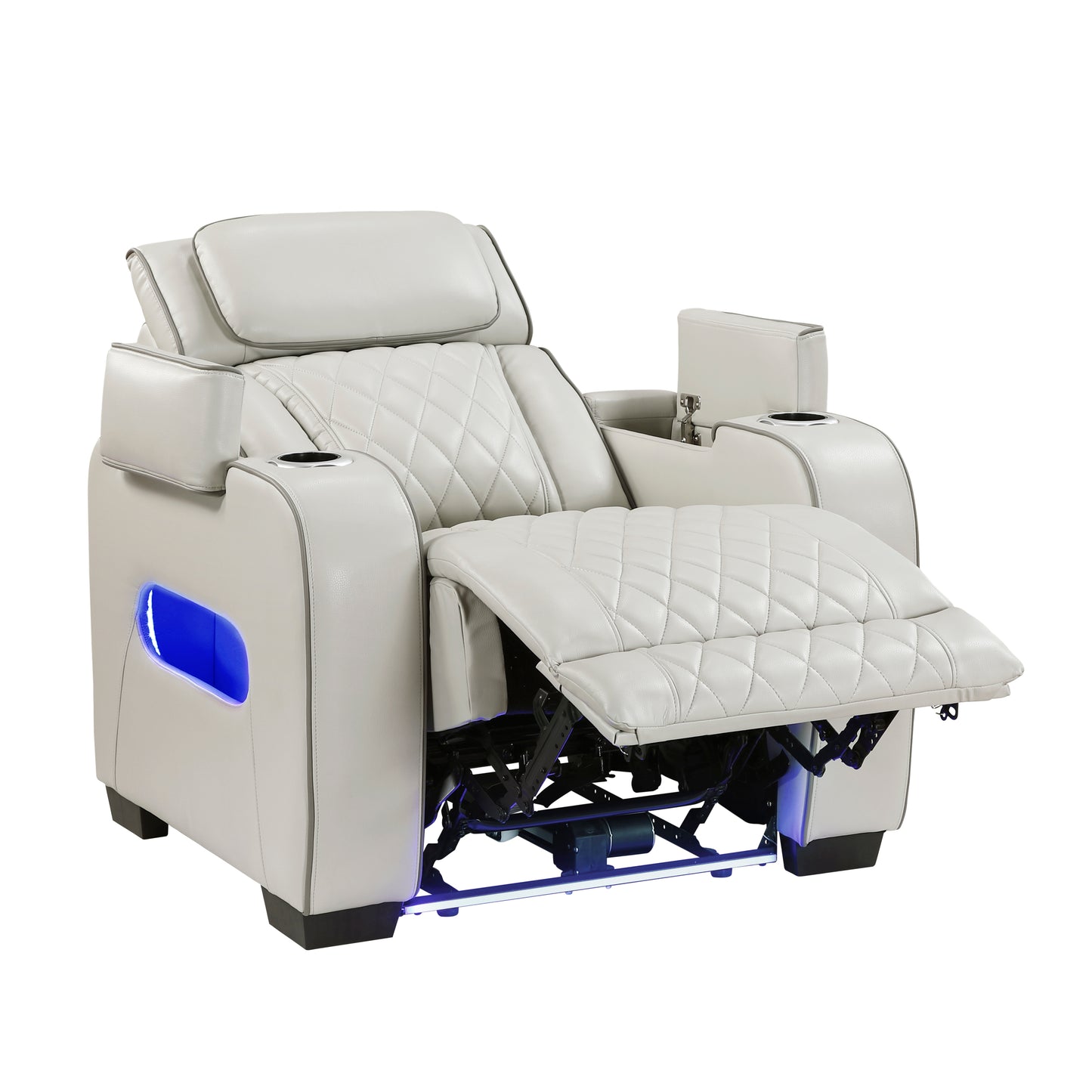 9516TPE-1PWH - Power Reclining Chair with Power Headrest, Cup holders and Storage Arms(Top and Side), Charging Ports and LED lighting