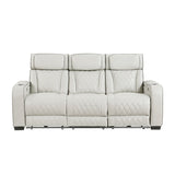 9516TPE-3PWH - Power Double Reclining Sofa with Center Drop-Down Cup Holders, Power Headrests, Storage Arms(Top and Side), Cup holders and Reading Lights, Two Wireless Chargers, Charging Ports and LED Lighting