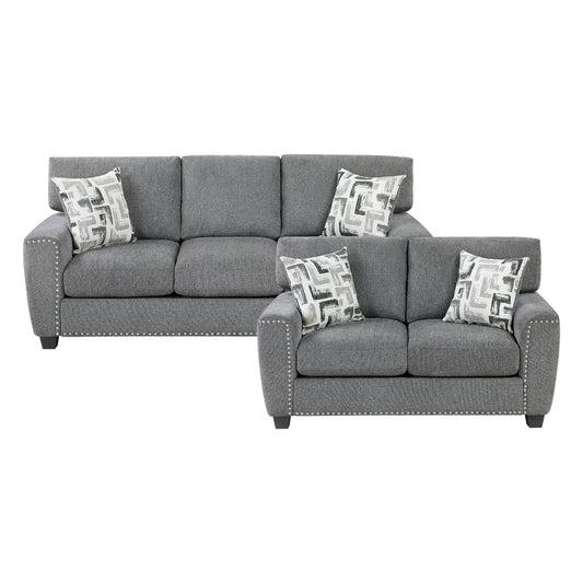 9538DGY*2 - 2pc Set: Sofa, Love