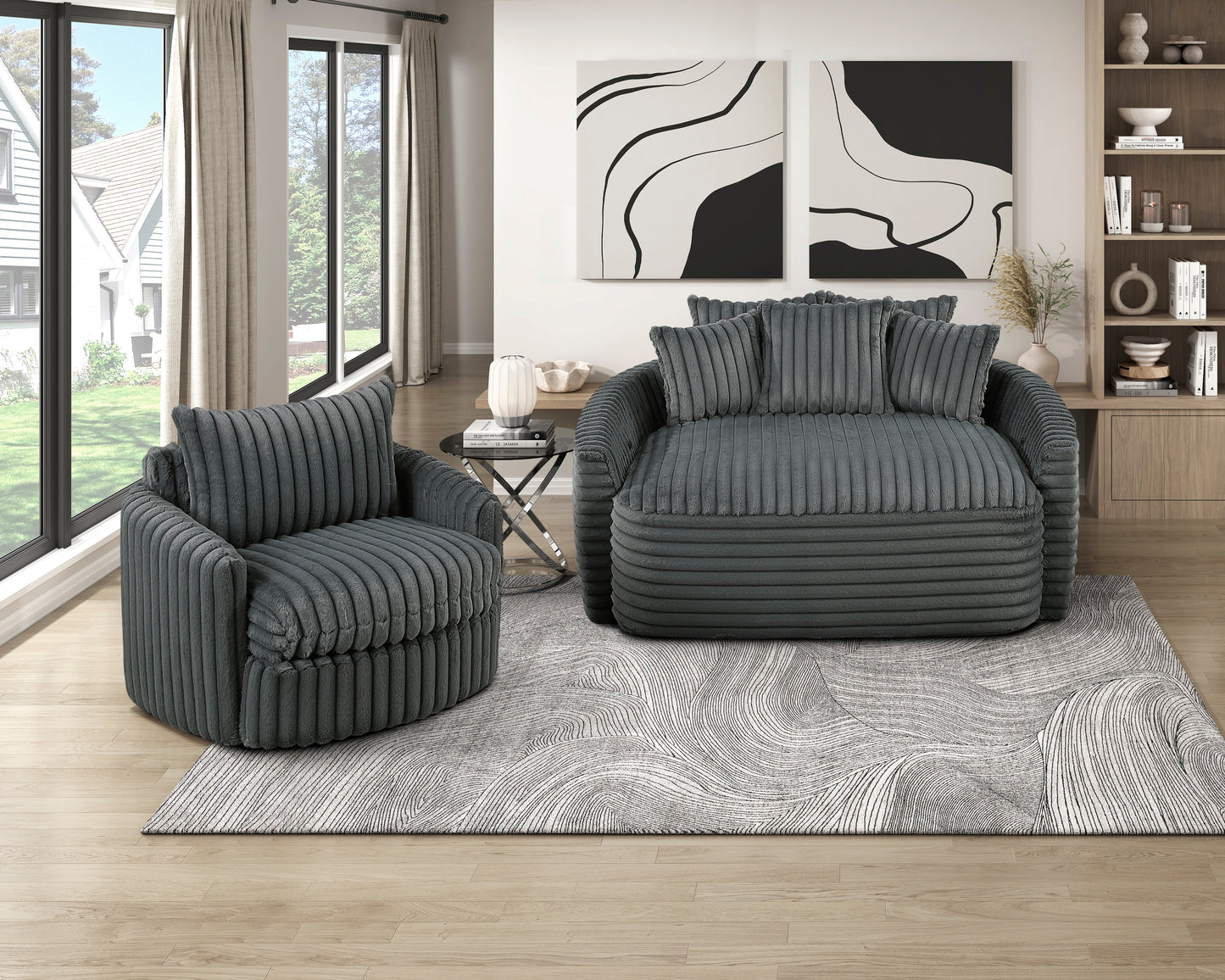9539DGY-5* - (2)Oversized Chaise Lounge