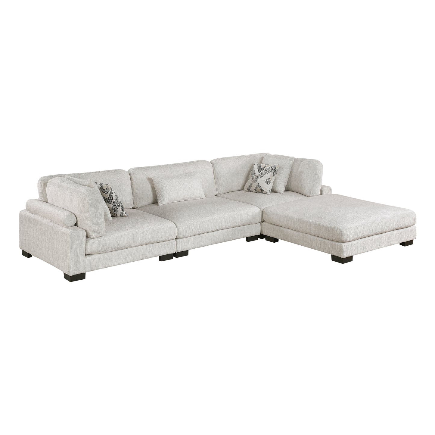 9555BEG*42CRACOT - (4)4-Piece Modular Sectional with Ottoman
