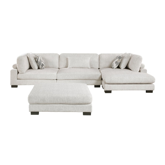 9555BEG*4CRACVCOT - (4)4-Piece Modular Sectional with Chaise and Ottoman