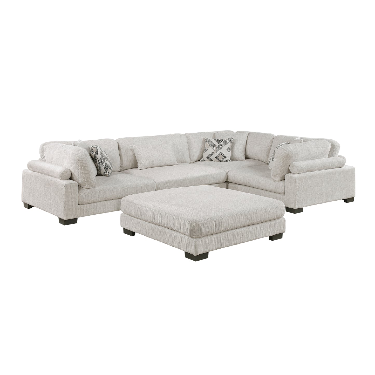 9555BEG*53CRACOT - (5)5-Piece Modular Sectional with Ottoman