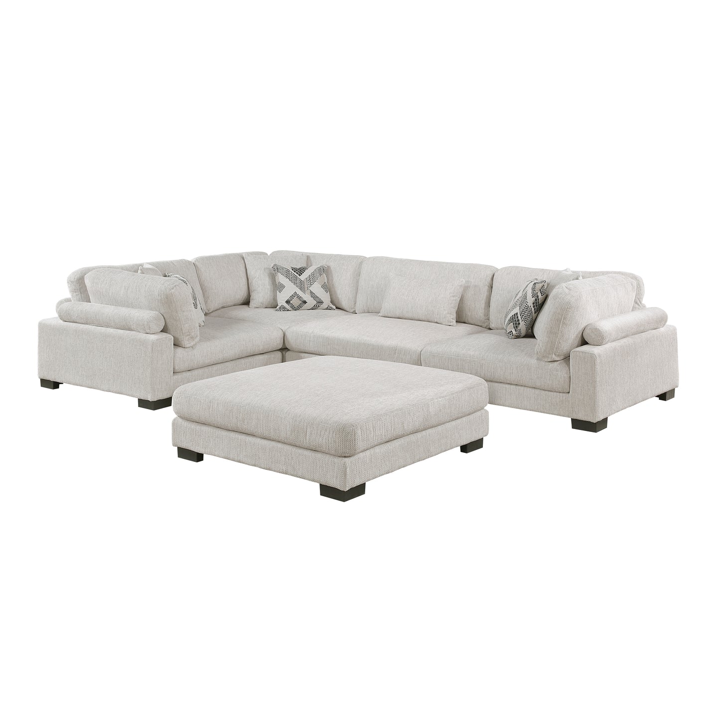9555BEG*53CRACOT - (5)5-Piece Modular Sectional with Ottoman