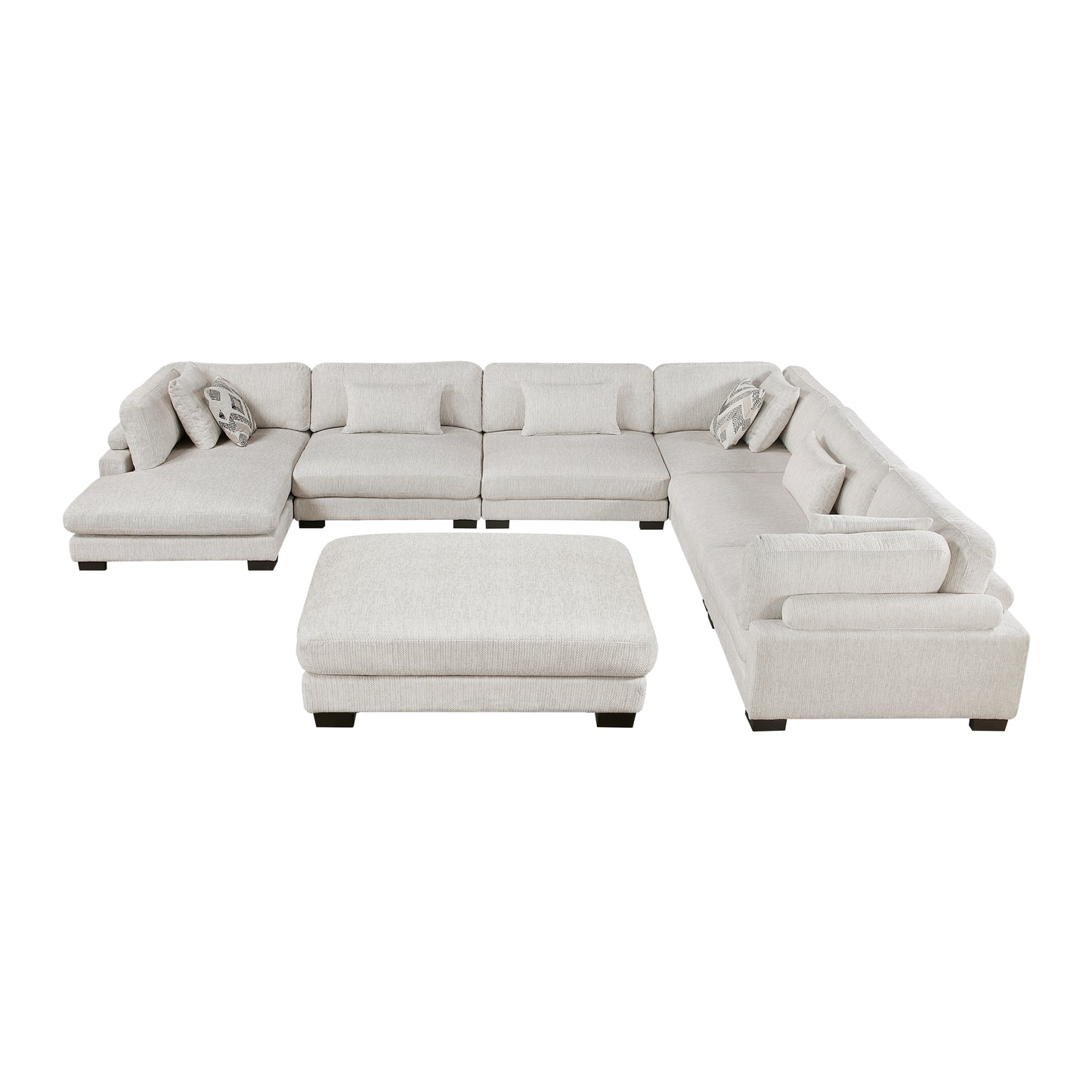 9555BEG*72CR3ACVCOT - (7)7-Piece Modular Sectional with Ottoman