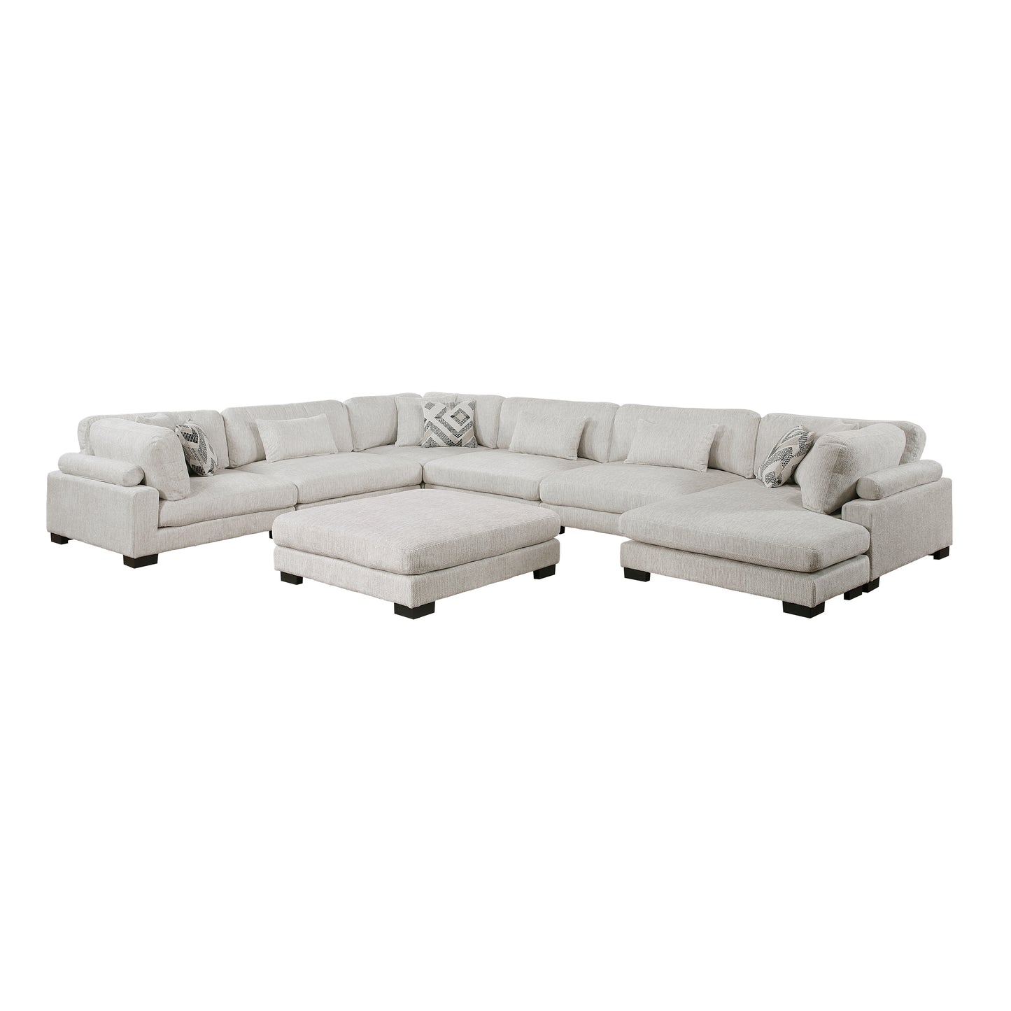 9555BEG*72CR3ACVCOT - (7)7-Piece Modular Sectional with Ottoman