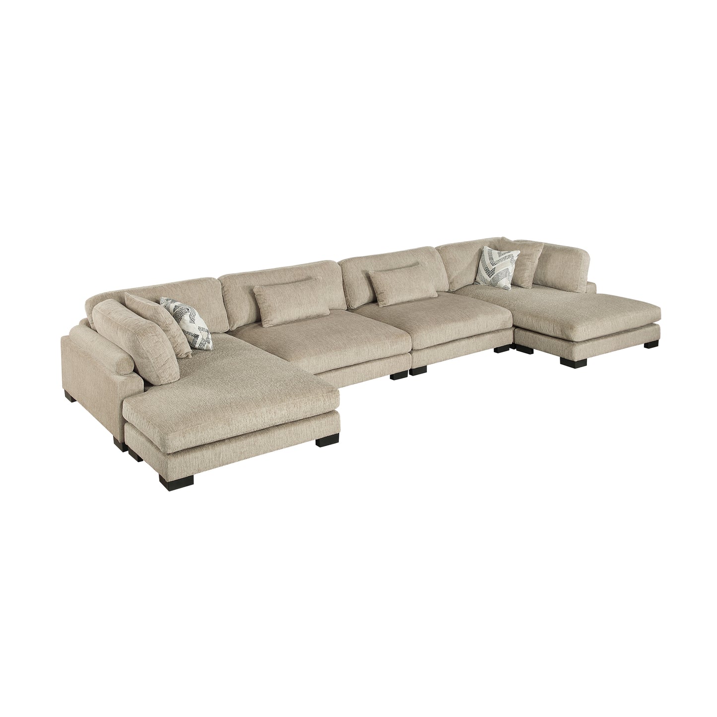 9555BRW*42AC2VC - (4)4-Piece Modular Sectional with Chaise