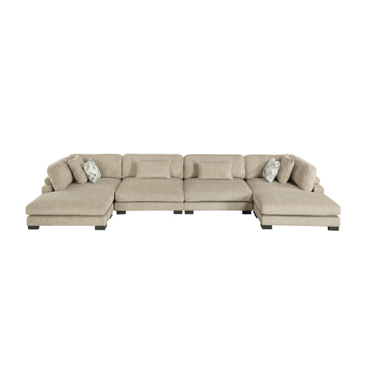 9555BRW*42AC2VC - (4)4-Piece Modular Sectional with Chaise
