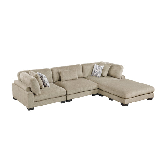 9555BRW*42CRACOT - (4)4-Piece Modular Sectional with Ottoman