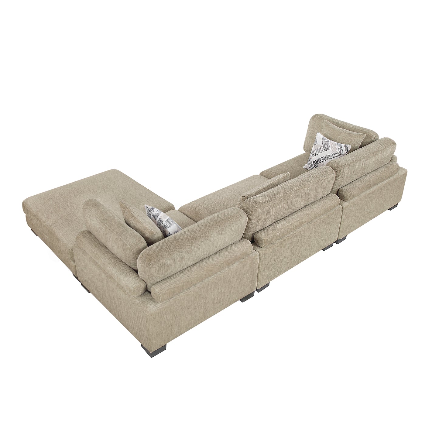 9555BRW*42CRACOT - (4)4-Piece Modular Sectional with Ottoman
