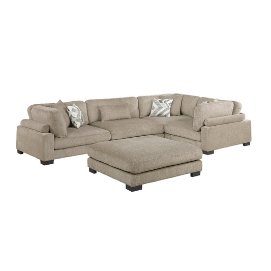 9555BRW*53CRACOT - (5)5-Piece Modular Sectional with Ottoman