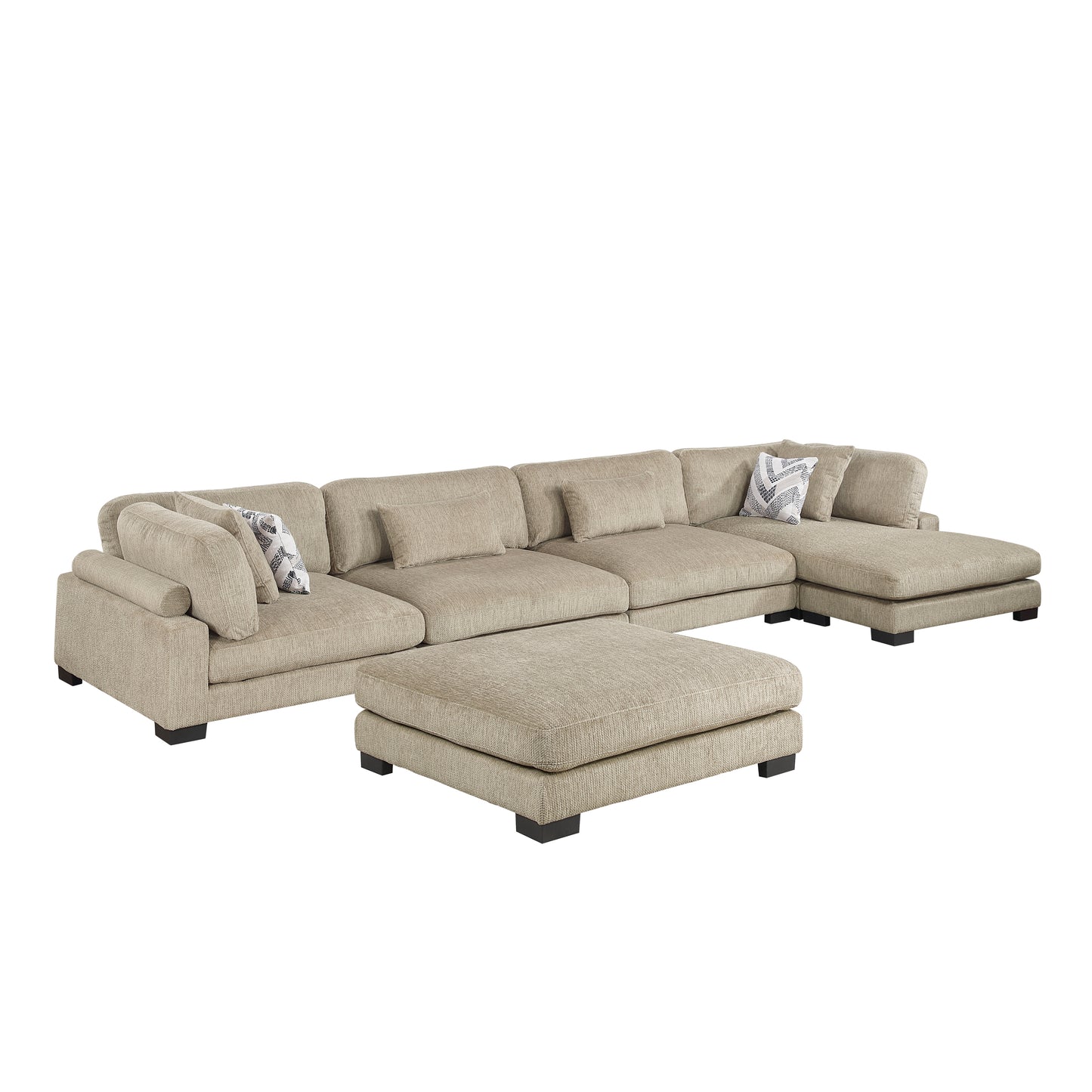 9555BRW*5CR2ACVCOT - (5)5-Piece Modular Sectional with Chaise and Ottoman