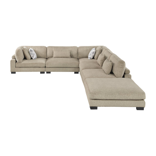 9555BRW*62CR3ACOT - (6)6-Piece Modular Sectional with Ottoman