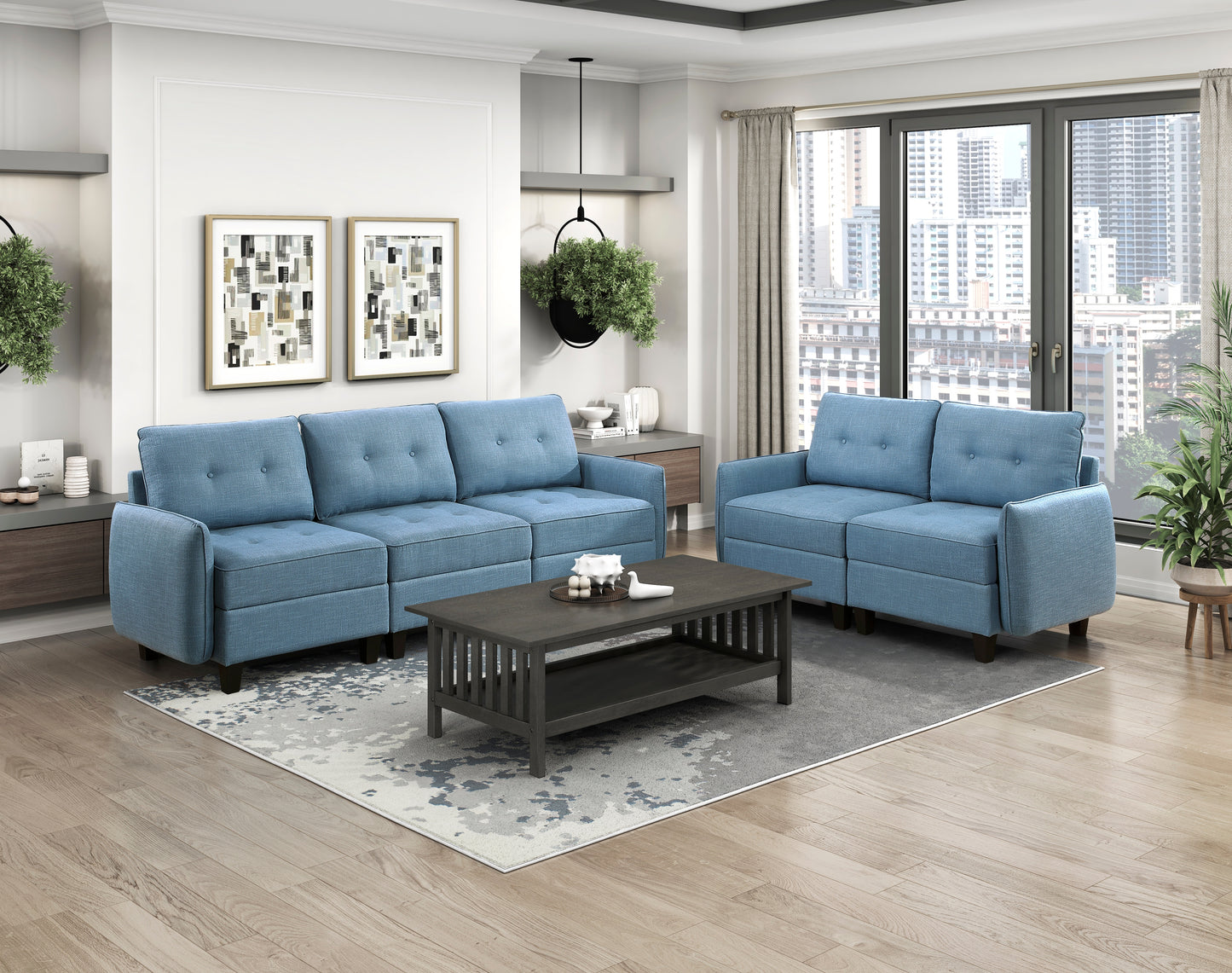 9557BUE-C1A - Chair with One Arm and Storage