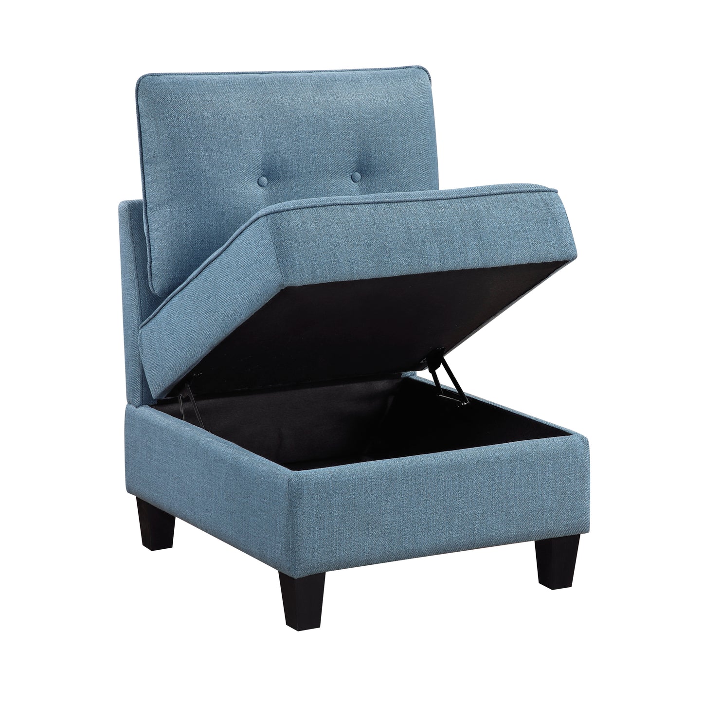 9557BUE-AC - Armless Chair with Storage