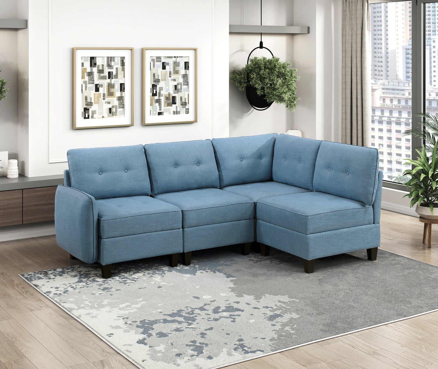 9557BUE-C1A - Chair with One Arm and Storage