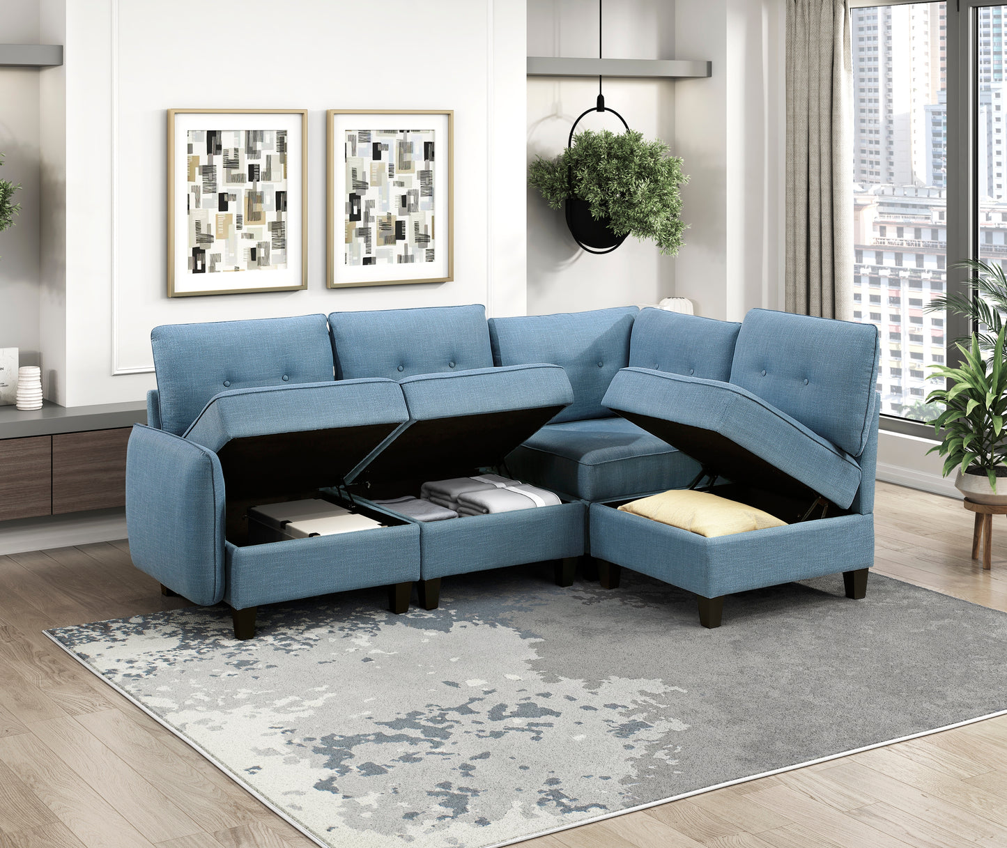 9557BUE-CR - Corner Seat with Storage