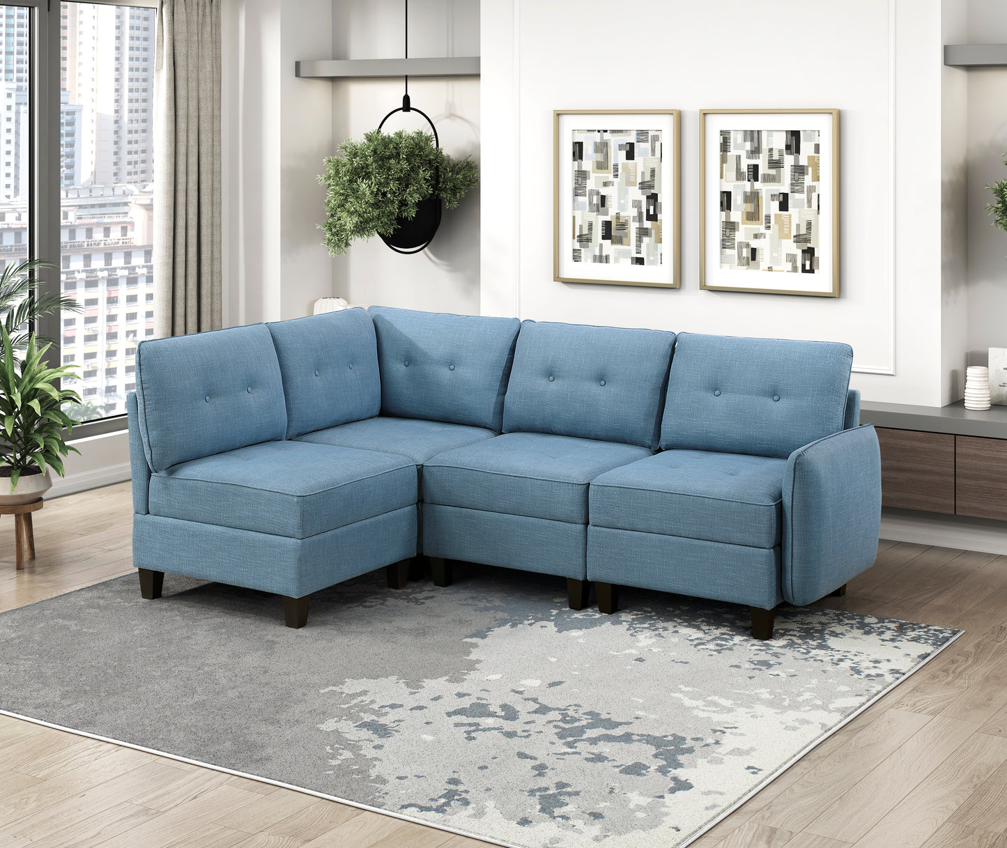 9557BUE-CR - Corner Seat with Storage