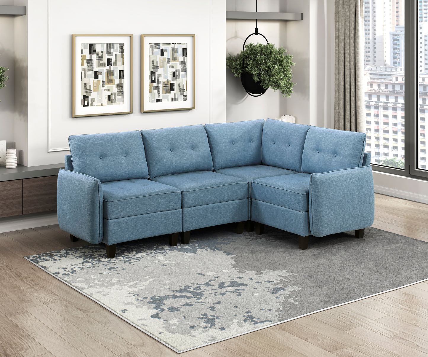 9557BUE-CR - Corner Seat with Storage