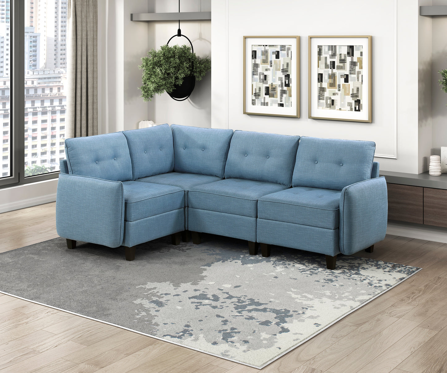 9557BUE-C1A - Chair with One Arm and Storage