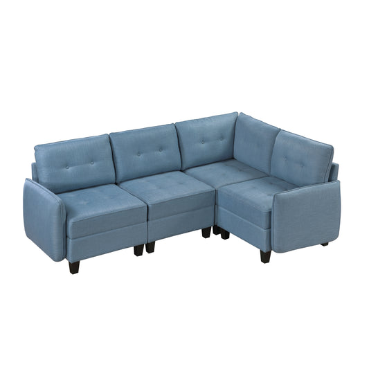 9557BUE*4SC - (4)4-Piece Sectional with Storage