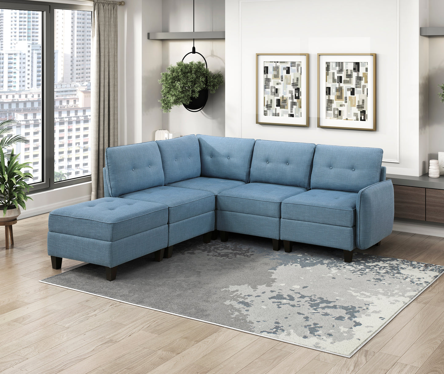 9557BUE-C1A - Chair with One Arm and Storage