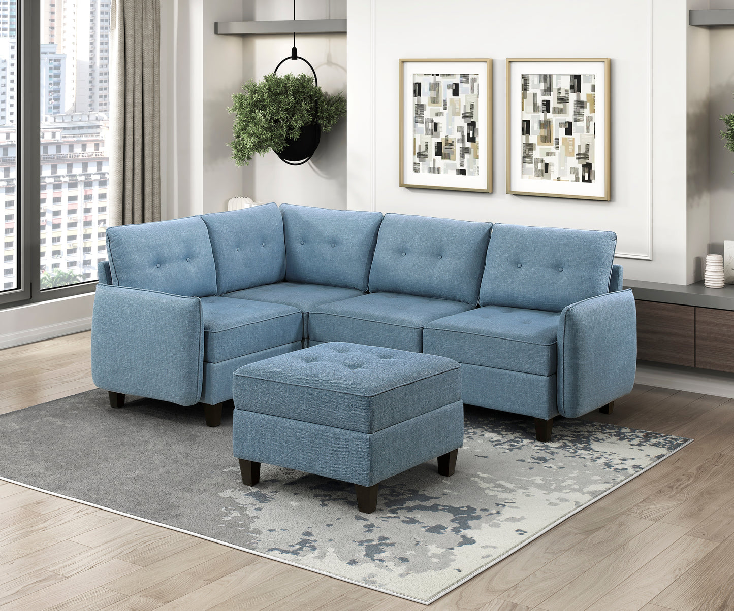 9557BUE-CR - Corner Seat with Storage