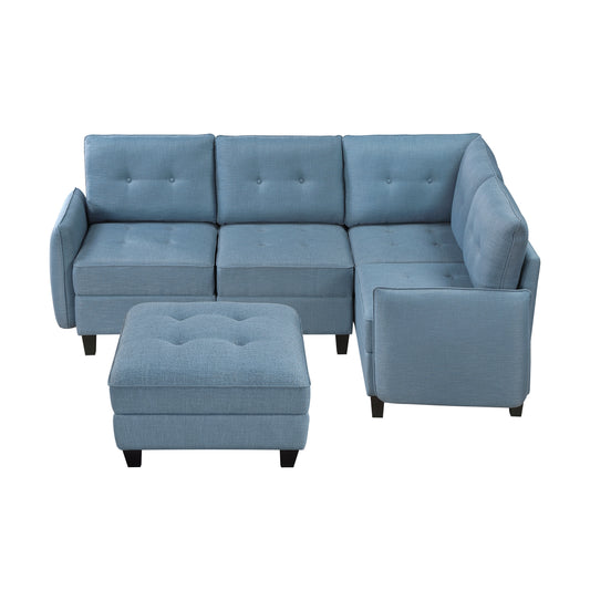 9557BUE*5SCOT - (5)5-Piece Sectional with Storage and Ottoman